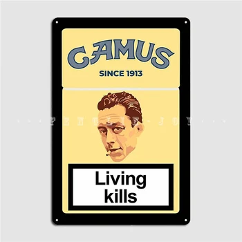 Filosofas Albert Camus Metalo Apnašas Plakatas Pub Urvas Pub Retro Plokštės Alavo Pasirašyti Plakatas