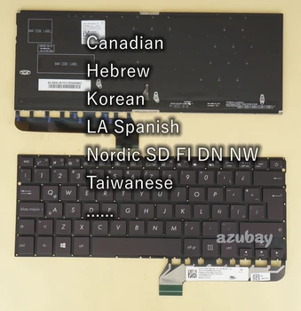 Kanados hebrajų, korėjiečių LA ispanijos Šiaurės SD FI DN NW Taivano Klaviatūros ASUS ZenBook UX430UA UX430UN UX430UQ BX430UA Apšvietimu