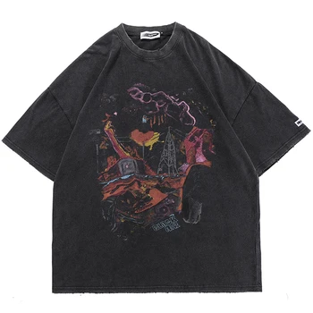 Vintage Plauti Marškinėliai Vyrams 2021 Harajuku Streetwear Negabaritinių Hip-Hop Top Tees Vyrų Marškinėlius Kankina Grafinis Spausdinti marškinėliai