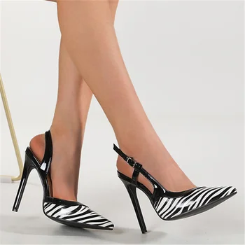 2022 M. Vasarą Seksualus Ponios Sandalai Pažymėjo Tne Zebras Spausdinti Šalis Aukštakulnius Batus Slingback Stiletto Kulkšnies Sagtis Naujas Moterų Sandalai