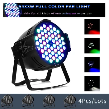 4Pcs/Daug 54x3W RGBW Spalvų Šviesos RGB 3 1. LED Par Šviesos DMX Aliuminio Scenos Šviesos DJ Disco Įranga Šokių Grindų Apšvietimas