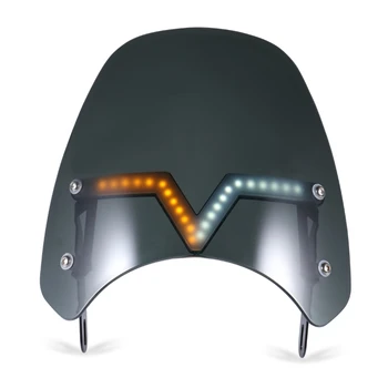 Universalūs Motociklo priekinio, galinio Stiklo 5-7 colių su LED Posūkio Signalo DRL Žibintai Softail Bobber Chopper Cafe Racer 