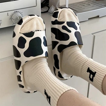 Mielas Karvių Sandalai Storio-soled priešslydžio sistema, Patalpų Lauko Šlepetes Dezodorantas Drėgmei atsparus Vilkite Namų Vonioje Batai Zapatos De Mujer