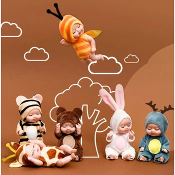 1pcs Mielas Mini Kūdikis Miega Serijos Lėlės Animacinių filmų Gyvūnų Žaislas Naujas Mados 12cm Modeliavimas Atgimimo Lėlės Žaislas Vaikams Gimtadienio Dovana