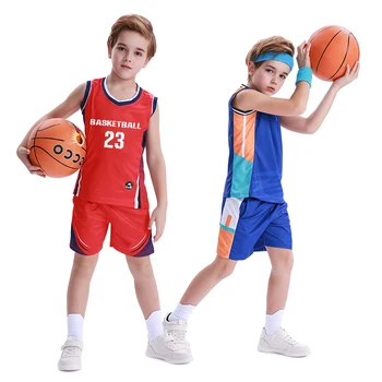 Didmeninė Aukštos Kokybės Berniukų Krepšinio Uniformas Užsakymą 100% Poliesterio Tinklelio Perjungimas Kvėpuojantis Krepšinio Marškinėliai Vaikams