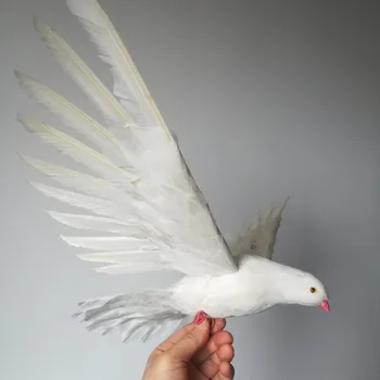 modeliavimo paukščių putų&plunksnos baltos taikos paukštis, apie 32x45cm skleisti sparnus balandis modelis.pasiūlymo.namų sodo puošmena dovana w0729