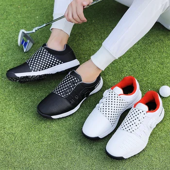Golfo batai, vyriški kvėpuojantis pasukimo mygtukas nuimamas nagų vandeniui ir anti-slydimo didelis golfo batai men39-47