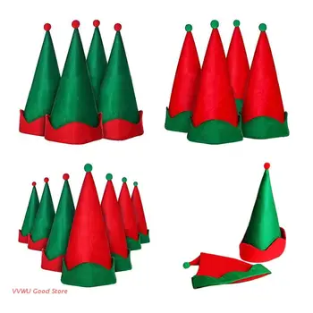 Klasikinis Raudonos ir Žalios Kalėdų Skrybėlę Kalėdų Senelio Skrybėlė Nurodė, Elf Skrybėlė Atostogų