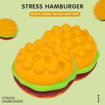 Juokinga Mėsainiai Streso Kamuolys 3D Plonas Hamburger Fidget Žaislai Silikono Išskleidimo Silikono Išspausti Fidget Kamuolys Fidget Jutimo Žaislas