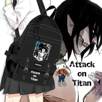 Anime Ataka Titan Levi Akermano Didelės Talpos Kuprinė Kuprinę Nešiojamojo kompiuterio Krepšys Pečių Maišą Mados Studentas ant Nugaros Cosplay