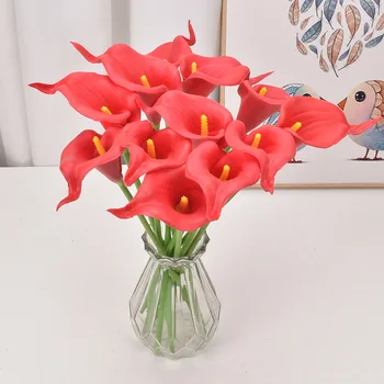 3pcs PU Mini Calla Lily Modeliavimas Gėlių, Vestuvių Dekoravimas Fotografijos Rekvizitai Dirbtinių Augalų Puokštė Namų Decoracion