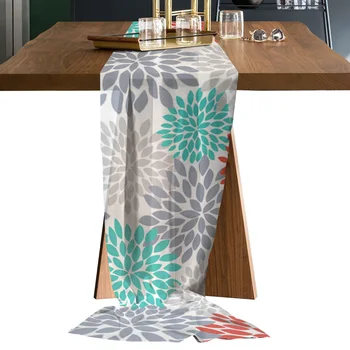 Dahlia Tekstūros Turkio spalvos Šifono Stalo Bėgikų Virtuvės Kambarį Vestuvių Kavos Stalo Dekoro Spausdinti Gazas Stalo Runner