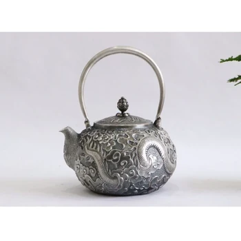 Sidabro puodą 999 sidabro rankų darbo arbata nustatyti Japonijos retro virdulys arbatinukas namų arbatos ceremonija Kungfu arbatos rinkinys 1400ml
