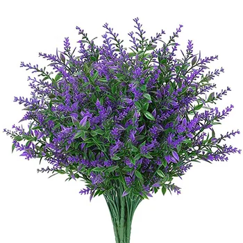 8 Ryšulius, Dirbtinių Levandų Žiedų Lauko Netikrą Gėlės Ne Išnyks Dirbtiniais Plastikiniai Augalai, Sodas, Veranda, Window Box-Violetinė