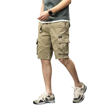 Krovinių Šortai Mens Mados Kariuomenės Karinių Taktinis Homme Trumpos Kelnės Atsitiktinis Multi-Pocket Vyrų Baggy Kelnės Vasaros Kelio Sweatpant
