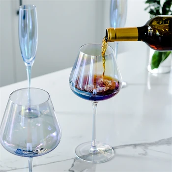 Europos Krištolo ir Stiklo, taurės Kūrybos Spalvinga Vyno Taure Vestuvių Goblet Brendžio Taurė Šampano Taurės namų dekoro priedai