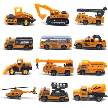6Pcs Nustatyti Diecast 1:64 Lydinio Inžinerijos, Transporto priemonės Modelis Žaislas Traukti Atgal, Ekskavatorius-Krautuvas Automobilių, Sunkvežimių Modeliai Vaikams Žaislai Berniukams