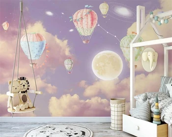 beibehang Pritaikyti naujas Šiaurės fantazijos žvaigždėtą dangų karšto oro baliono vaikai princesė kambarys fone de papel parede tapetai