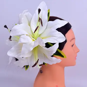 Nemokamas pristatymas 50pcs/ daug HC00026 24cm Šilko lily plaukų įrašą moterų plaukų aksesuarų, Havajai tropinių gėlių galvos apdangalai staigius 6 spalvų