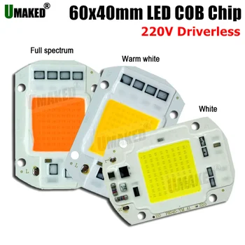 20/30/50W 60x40mm COB LED Lempa Integruota Didelės Galios AC220V Šviesos Lempos Su Smart IC Vairuotojo Akiratyje Baltas LED Apšvietimas