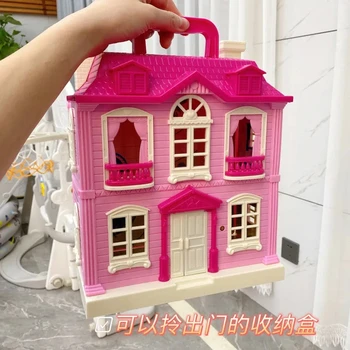 kambarys žaislų rinkinys Žaisti Namuose Miniatiūriniai Dollhouses dovana žaislai villa šeimos princesė namo kambarį žaislas tiktų rinkinys su šviesos Baldai