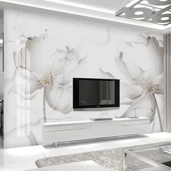 Custom Sienų Tapetai Šiuolaikinės Paprasta Kūrybos Gėlių Abstrakčiai Balto Marmuro Sienų Tapyba Kambarį TELEVIZIJA Miegamojo 3D Sienų Lipdukai