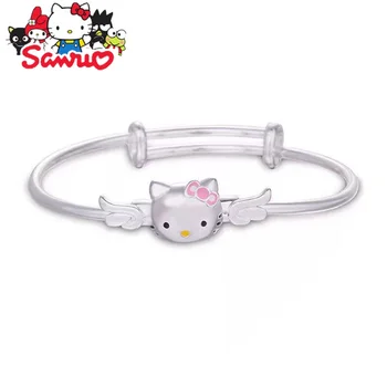 Sanrio Hello Kitty Sidabro Vaikai KT Katė Apyrankę Moterų Kietas Vera Japonijos Apyrankės Papuošalai Papuošalai Pora Kalėdų Dovanos