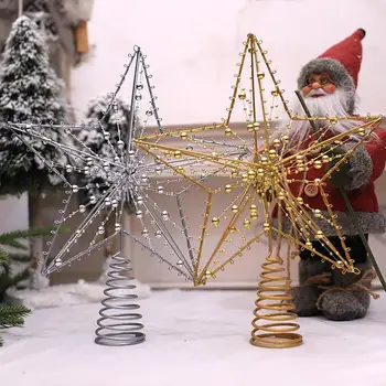 Išskirtinį Geležies Kalėdų Eglutė Topper Aukso Žvaigždė Geležies 5-Pažymėjo Star Kalėdų Eglutė Topper Ornamentu Kalėdinė Dekoracija Namuose