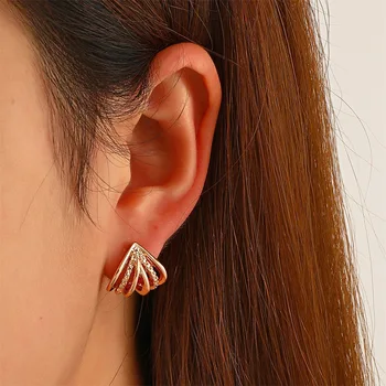 Kymyad Korėjos Mados Stud Auskarai Moterims Bijoux Femme Brincos Trikampio Formos Aukso Spalvos Earings Bižuterijos