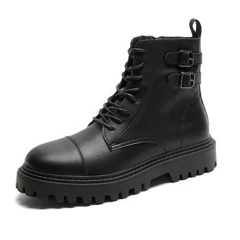 prekės dizaineris vyrų mados platformos batai juodos spalvos natūralios odos batai gražus kaubojus botines hombre kulkšnies botas chaussure homme