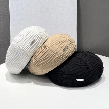 2022 Japonų Metalo Standarto Dryžuotas Beretės Skrybėlę Pavasarį ir Rudenį Paprasta Nišą Mados Visas rungtynes, Dailininkas Bžūp Moterų Skrybėlės