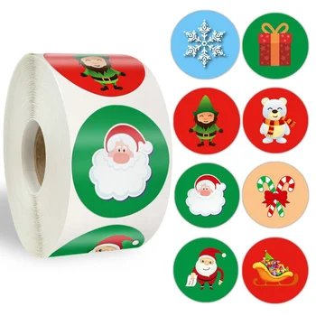 500Pcs/Roll Linksmų Kalėdų Lipdukai Gyvūnų Sniego Medžiai, Dekoratyviniai Lipdukai Vyniojimo Dovanų Dėžutės Etiketės Kalėdų Žymos