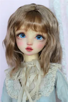 BJD doll perukas tinka 1-3 1-4 1-6size bjd doll mergina perukas mielas pieno šilko vidutinio ilgio garbanotas plaukų lėlės priedai（havepre-pardavimo）