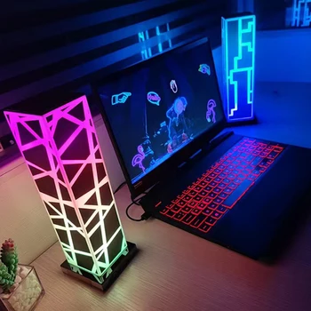 DC5V USB RGB svajonių atmosferą naktį šviesos diodų (LED 3D cube darbastalio apdaila stalo lempa kambarį miegamasis atostogų dovanų