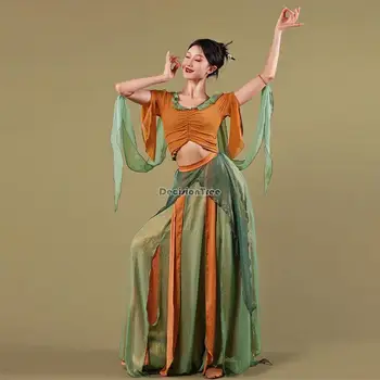 2023 kinijos senovės dunhuang šokių suknelė moteriška pasakų klasikinio šokio praktika suknelė nacionalinių šokių gazas veiklos suknelė