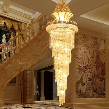 LED, Modernūs, Prabangūs Vila Hotel Didelis Inžinerijos Krištolo Šviesa Aukso Europoje Stiliaus Fojė Lempos Kambarį