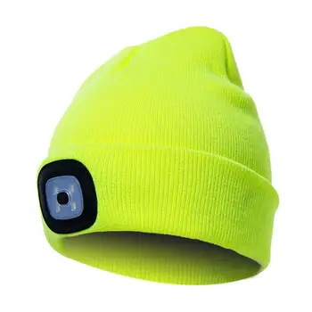 Unisex Sporto Kepurės Žiemą LED Šviesos Šviesos Šilta Megzta kepurė Lauko Kempingas Žibintas Bžūp Sportinę aprangą