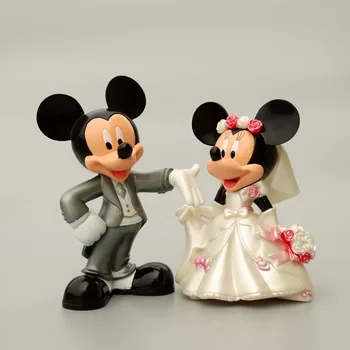2VNT/daug 14-15cm Disney animacinių filmų animacija Mickey Minnie Vestuvių Suknelė pora lėlės didelis pyragas apdaila lėlės