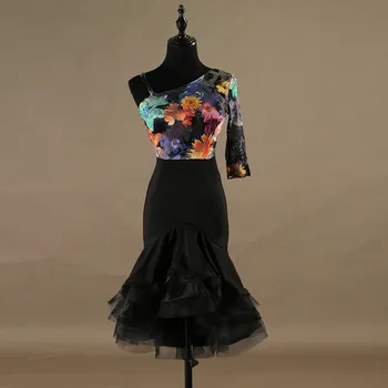 Moterys Slim lotynų Šokių Suknelė Vasaros Spausdinimo Nuožulnios Pečių Vienos rankovės lotynų Šokių Sijonas Veiklos Kostiumai 2020 Naujas