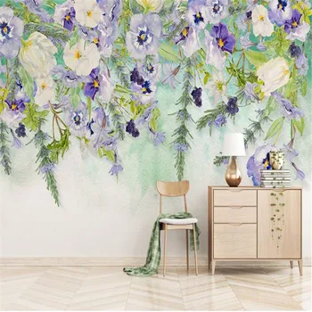 Custom 3D Tapetai Europoje Moderni Prabanga Sienos Freskos Gyvenimo kambario, Miegamasis Fone Romantiška Violetinė Elegancija, Gėlių Tapetai