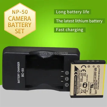 1PCS 3.6 v, 1000mAh NP-50 NP50 KLIC-7004 D-Li68 Baterija+Už Fujifilm BC-50 Įkroviklis X10 X20 XF1 F50 F75 F665 F900 F775