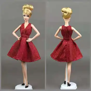 30cm Vyno V Kaklo Princesė Suknelė Barbie Lėlės Drabužių Komplektus Šalis Suknelė Vestido 1/6 BJD Lėlių Priedai 