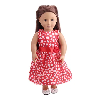 Lėlės drabužių Raudona spausdinti meilės princesė vakarinę suknelę žaislas tinka priedai 18 colių Mergina lėlės ir 43 cm baby doll c154