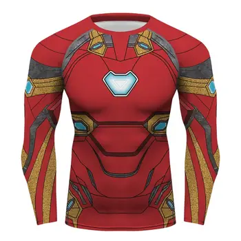 custom camisa Superhero triko viršuje suspaudimo marškinėliai ilgomis rankovėmis Ironman sporto Salė marškinėlius rashguard marškinėlius vyriški marškinėliai Raudoni