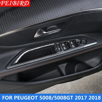 MATINIO ANGLIES PLUOŠTO Vidinį Durų Porankiai Langų Pakėlimo Mygtuką Skydelio Liejimo Padengti Rinkinys Apdaila Reikmenys Peugeot 5008 GT 2017 2018
