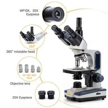 SWIFT-SW350T Multi-purpose Biologinį Mikroskopą, 40X-2500X Trinokulinis Sudėtiniai Optiniai Laboratorijoje Mikroskopu