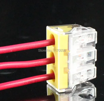 100vnt PCT-103D Tiesioginis laidas laidai jungtis, Skirta kabelių Paskirstymo dėžutė 3 pin laido gnybtų bloką