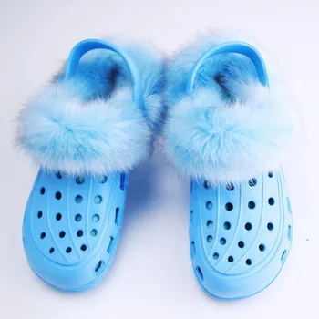 Žieminiai Šilti Batai Furry Sandalai Moterims Skylę Sodo Šlepetės 2021 Žiemos Naują Furry Sandalai Moteriška Laisvalaikio Batai su Kailio Kojinių